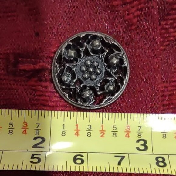 DRESS BARN RED VELVETY BLAZER 5 BUTTON HOLIDAY JACKET CHOKER COLLAR SIZE S - Picture 9 of 10